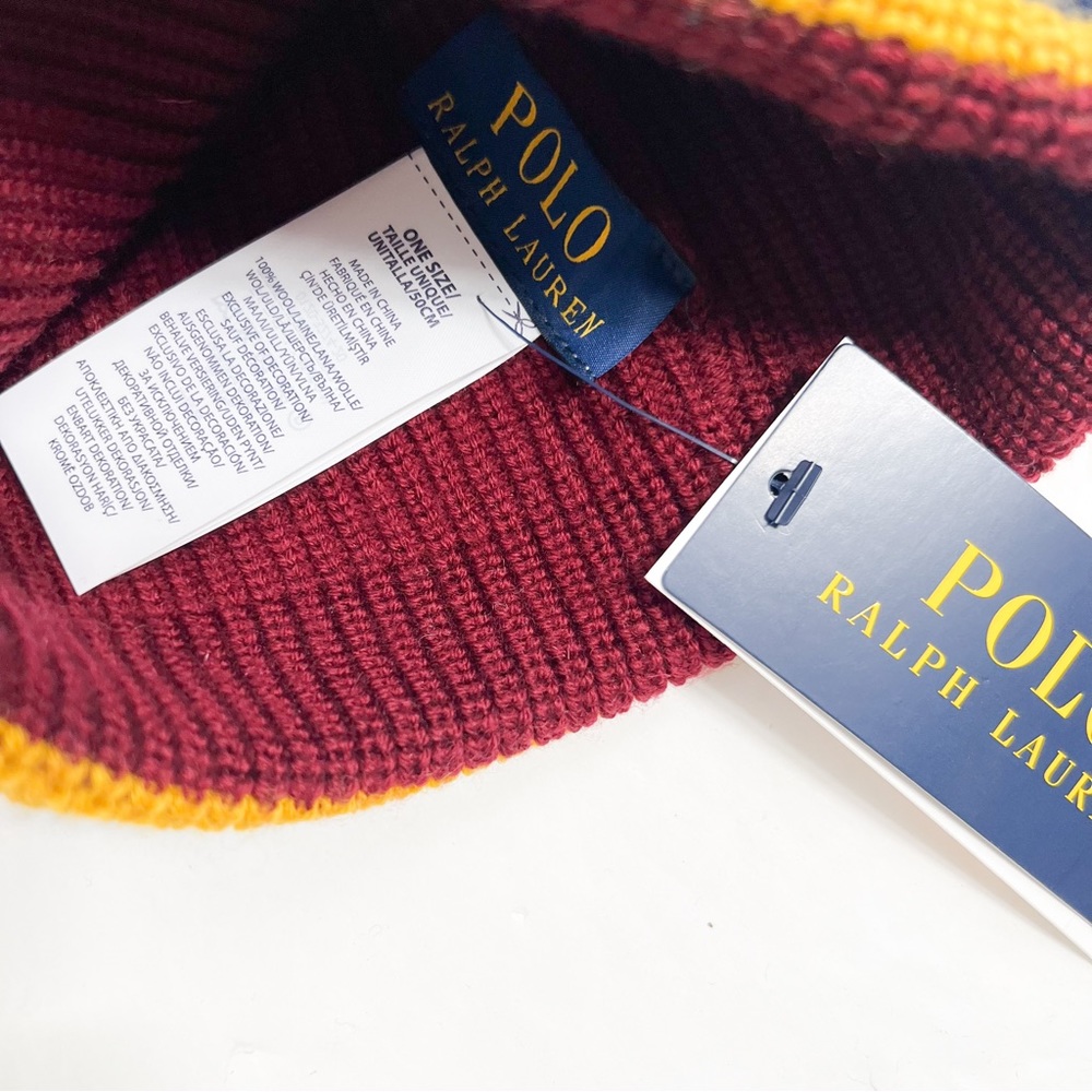 Polo Ralph Lauren Regimental Stripe Cuffed Watch Cap Beanie Ski Hat - Picture 10 of 10
